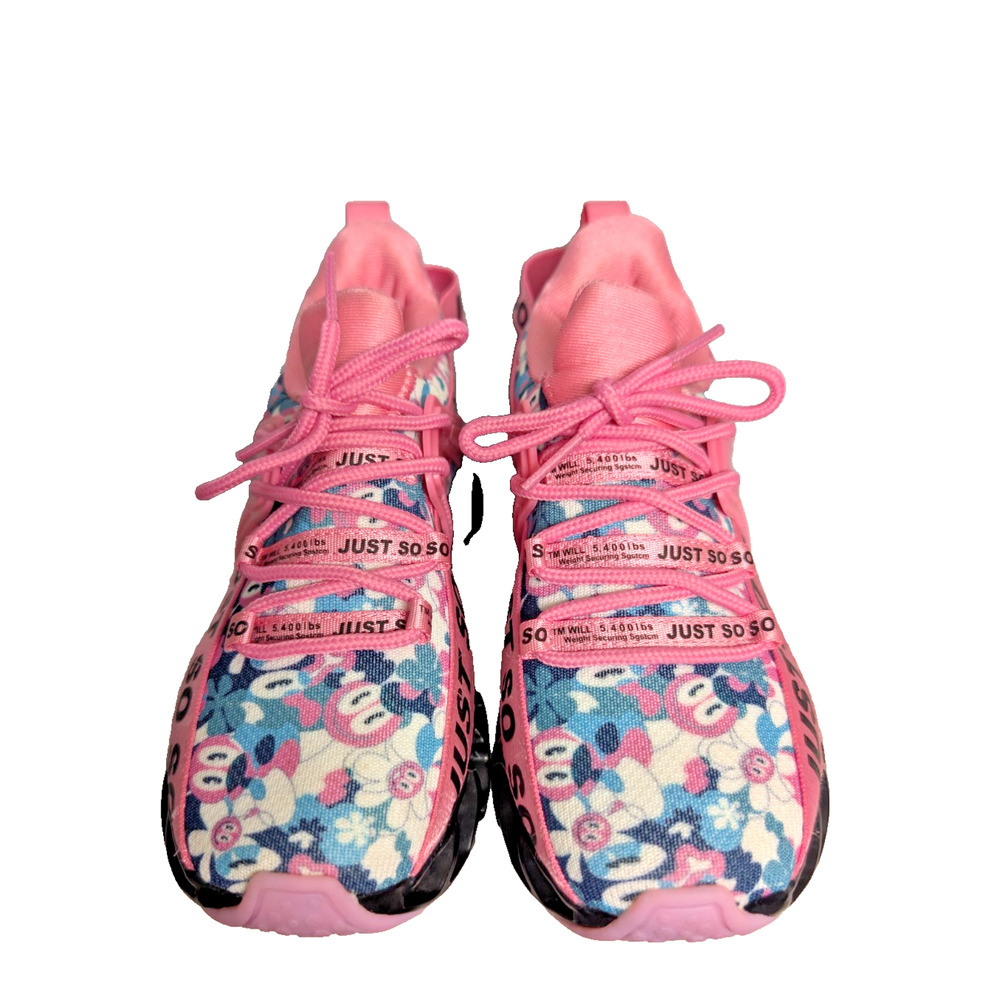 Just So So Pink Multi Color Sneakers Lace Up Low Top Size 32 Eur Kids US Sz 1
